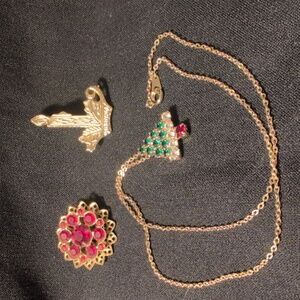 Vintage Gold Holiday Christmas Jewelry Lot MCM